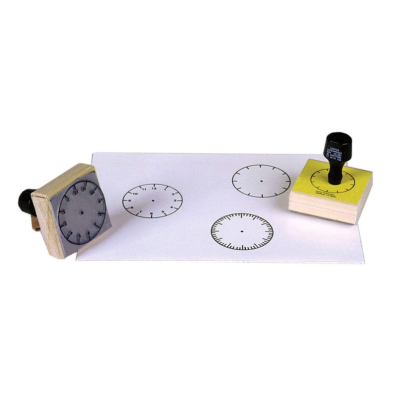 READY 2 LEARN Analog Clock Stamps - Set of 3 - Wooden Stamps for Telling Time Activities and DIY - Use for Flashcards, Worksheets, Invitations, Albums and Scrapbooks - Image 2